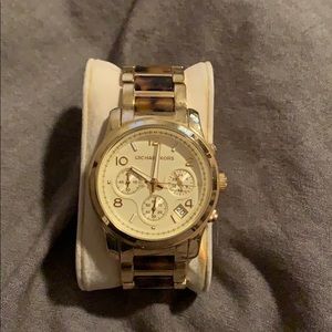 Gold w/ Turtle Shell Michael Kors Watch